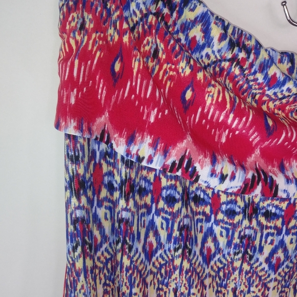 Eye Candy 3X Boho Blue Red Stretch Maxi Skirt Plus - Picture 4 of 4